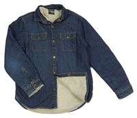 Modrá riflová zateplená košilová bunda Next