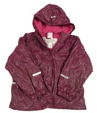 Vínová nepromokavá jarná bunda s pandami a kapucňou impidimpi