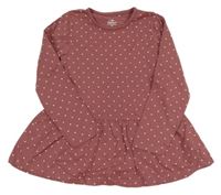 Kakaová šatová tunika so srdiečkami Topolino