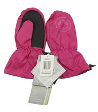 Nové - tmavorůžovo-černé šusťákové zimní palcové rukavice s potiskem alive