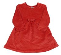 Červené plyšové šaty s mašlí dopodopo