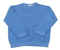 Modrý rebrovaný oversize sveter ZARA