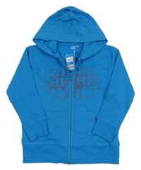 Nové - modrá prepínaci mikina s nápismi a kapucňou Tom Tino