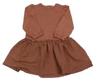 Kakaové vzorované pruhované šaty DeFacto