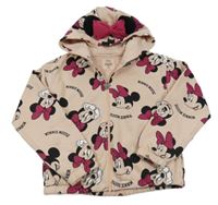 Pudrová propínací teplá mikina s Minnie a kapucí C&A