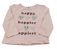 Světlerůžové triko s nápisy a srdíčky C&A