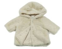 Smetanový kožešinový podšitý kabátek s kapucí s oušky Next