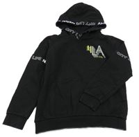 Čierna mikina s písmenky a nápismi a kapucňou alive
