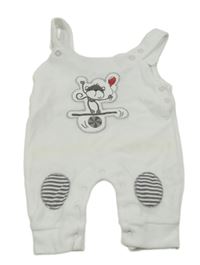 Bílé sametové laclové tepláky s opičkou BabiesRus