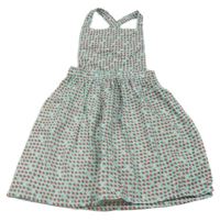 Svetlomodrá plátenné na traké sukňa s jahůdkami