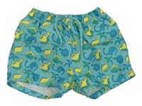 Svetlomodré plážové kraťasy s dinosaurami