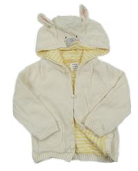 Smetanový propínací podšitý svetr s kapucí s čumáčkem John Lewis