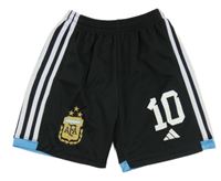 Černo-bílo-modré sportovní fotbalové kraťasy Afa a číslem Adidas