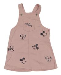 Světlerůžové riflové šaty s Minnie a kapsou Disney