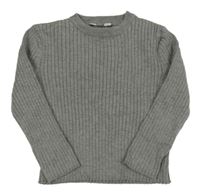 Sivý melírovaný rebrovaný úpletový sveter Primark