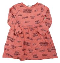 Korálové šaty s nápismi H&M