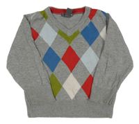 Šedo/melírovano-farebný károvaný sveter H&M