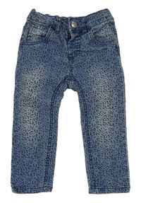 Modré skinny rifle s leopardím vzorom Yd.