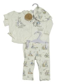 4set s Peter Rabbit - smetanové body + lehké tepláky + overal + slinták