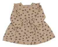 Staroružové vzorované bavlnené šaty s volánikmi zn. Matalan