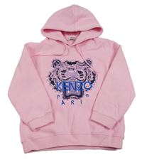 Růžová mikina s tygrem a kapucí Kenzo