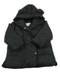 Černá šusťáková zateplená bunda s kapucí s oušky Zara