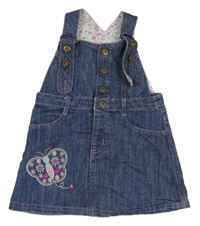 Modré rifľové na traké šaty s motýlom