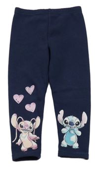 Tmavomodré zateplené legíny se Stitchem a Angel Primark