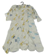 Nové - 3x smetanový overal - s žirafami + so slony + s hrochy M&S