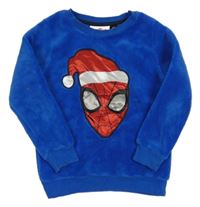 Zafírová chlpatá mikina so Spidermanem Marvel