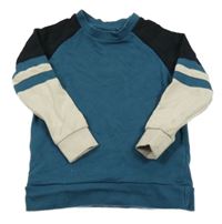 Petrolejovo-čierno-béžová mikina Next