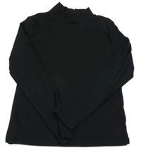 Čierne rebrované tričko so stojačikom H&M