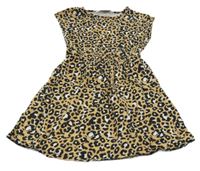 Hnedo-čierne bavlnené šaty s leopardím vzorom Matalan