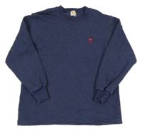 Tmavomodrá melírovaná mikina s výšivkou