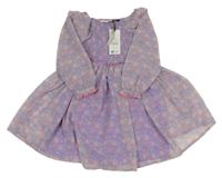 Nové - Lila kvetované šifónové šaty