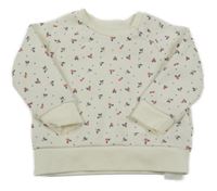 Smotanová bodkovaná á mikina s kvetmi Primark