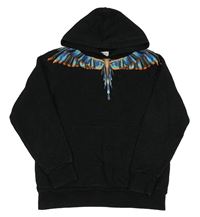 Čierna mikina s křídly a kapucňou