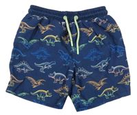Tmavomodré plážové kraťasy s dinosaurami Primark