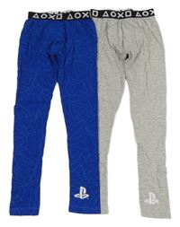 2x spodné nohavice s logem PlayStation - šedé melírované + safírové C&A