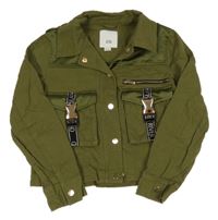 Khaki rifľová crop bunda s vreckami s přezkami River Island