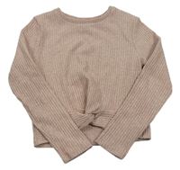 Staroružový rebrovaný crop sveter zn. Matalan