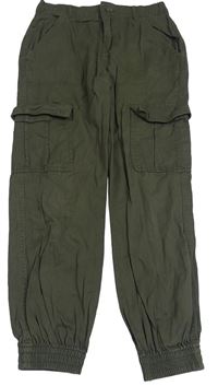 Khaki plátenné chino nohavice s vreckami F&F