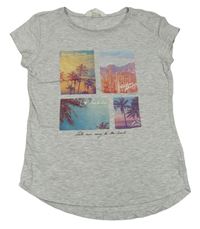 Šedé melírované tričko s palmami H&M