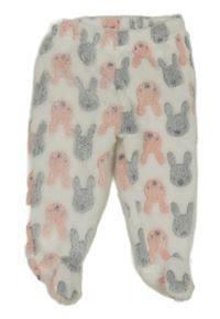 Bílo-šedo-růžové plyšové polodupky s králikmi