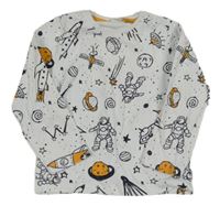 Bílé triko s kosmonauty a planetami kids