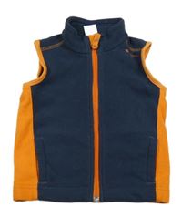 Tmavomodro-oranžová fleecová prepínaci vesta Decathlon