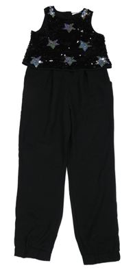 Černý společenský kalhotový overal s flitry M&S