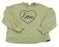 Khaki mikina so srdcem a nápisom Next