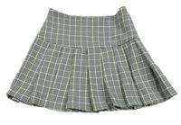 Čierno-bielo-zelená kockovaná skladaná sukňa Primark