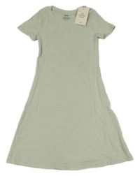 Nové - mintové rebrované šaty H&M